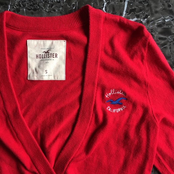 Hollister Sweaters -  Hollister & Co  Red Small Summer Cardigan
